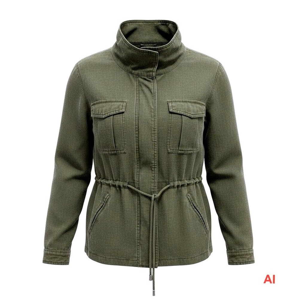 Old Navy Green Linen Blend Utility Field Jacket XL Gorpcore Coastal Lightweight